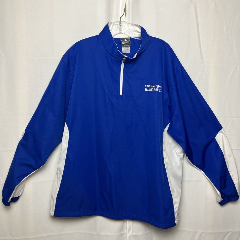 Creighton BlueJays Knights Apparel Embroidered Pullover Windbreaker Size XL Blue